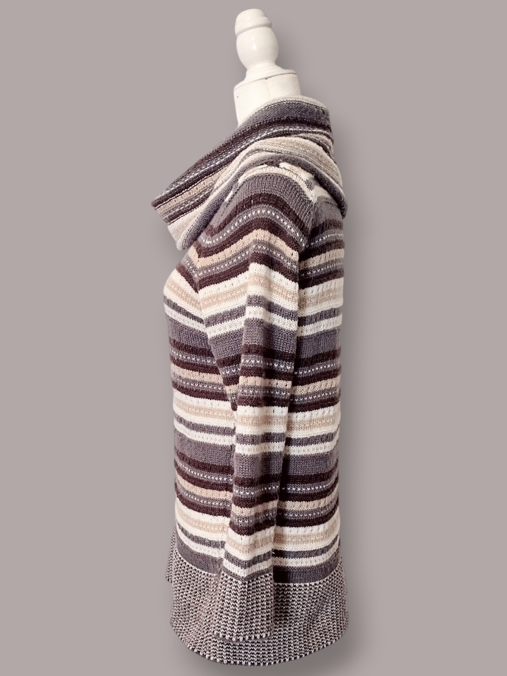 Vice Versa Striped Cowl Neck Sweater Size Medium - Picture 2 of 5